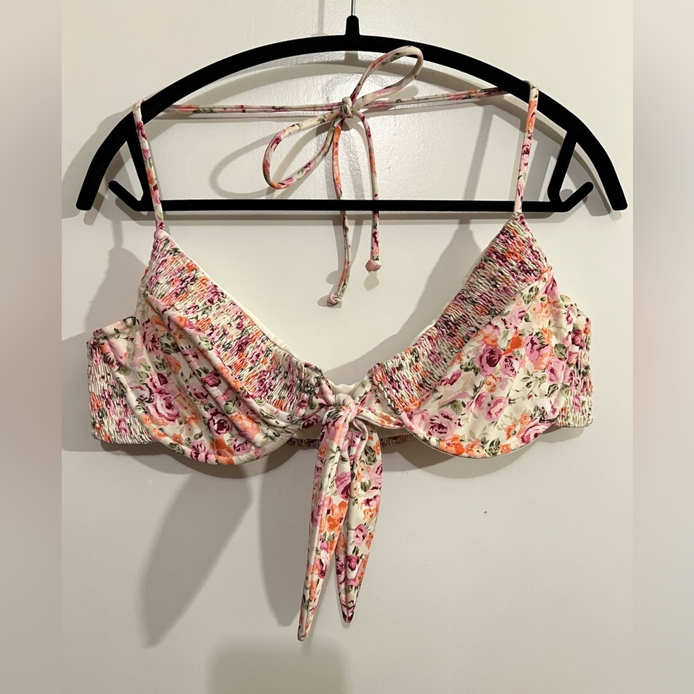 LPA Floral Bikini Top with Tie Front